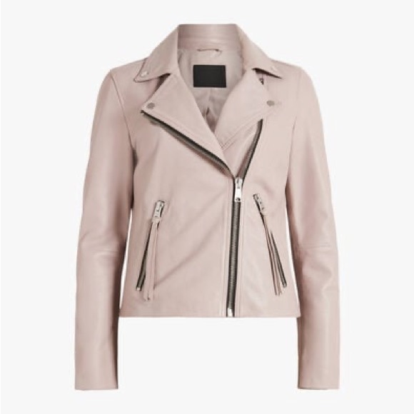 ALL SAINTS DALBY LEATHER JACKET IN MOONLIGHT PINK *sold out color* - Picture 10 of 10